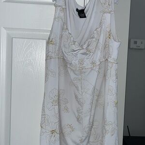 Bebe Ivory and Gold Asymmetrical Top